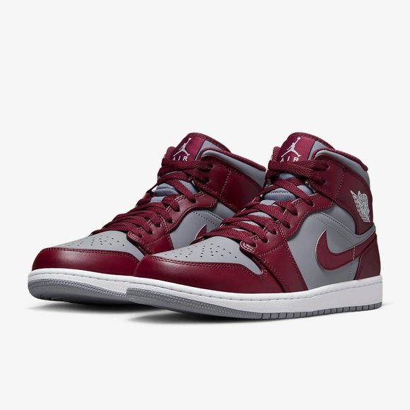 Air Jordan 1 Mid Men's Cherry Red/Gray/White Sneakers - USA Size:11 - New in Box - Picture 10 of 13